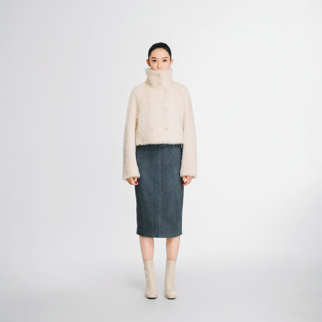 24221 Double breasted fur coat