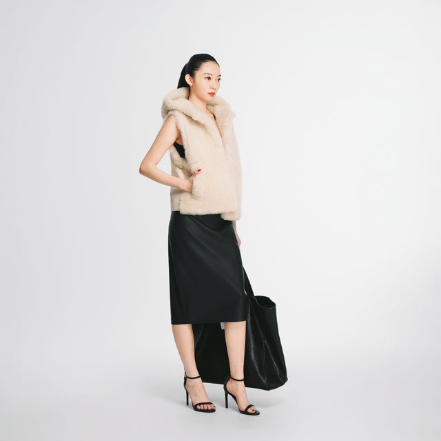 22451BK Stretch Leather midi skirt