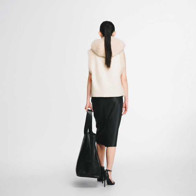 22451BK Stretch Leather midi skirt