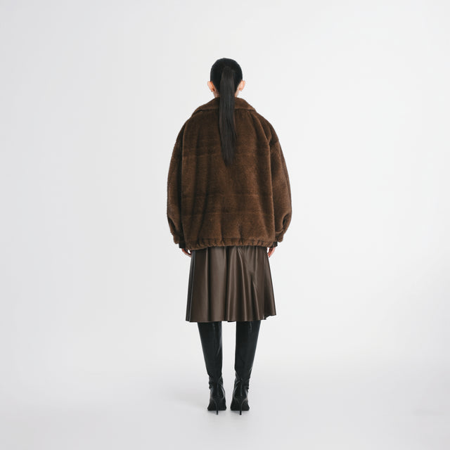 24704BN Faux fur zip-up coat w/detachable collar