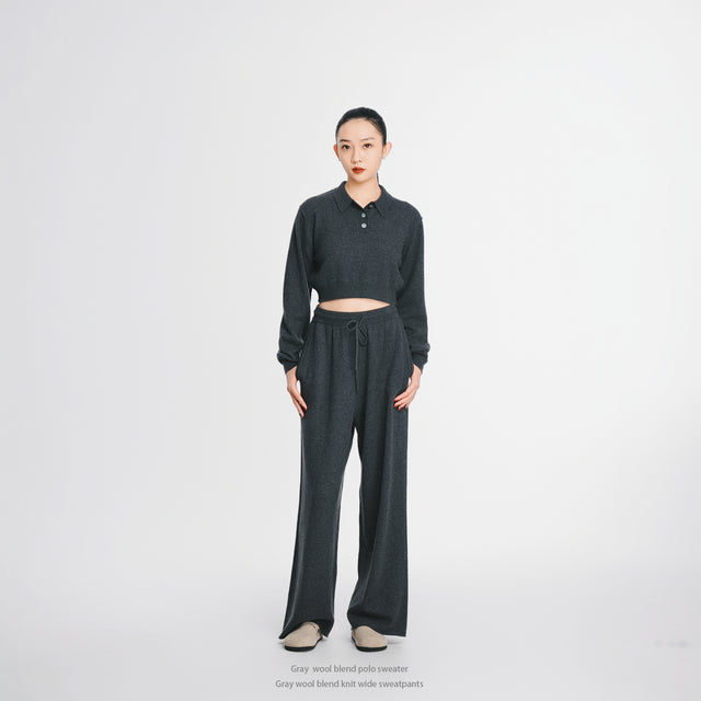 24K40-Wool blend knit wide sweatpants