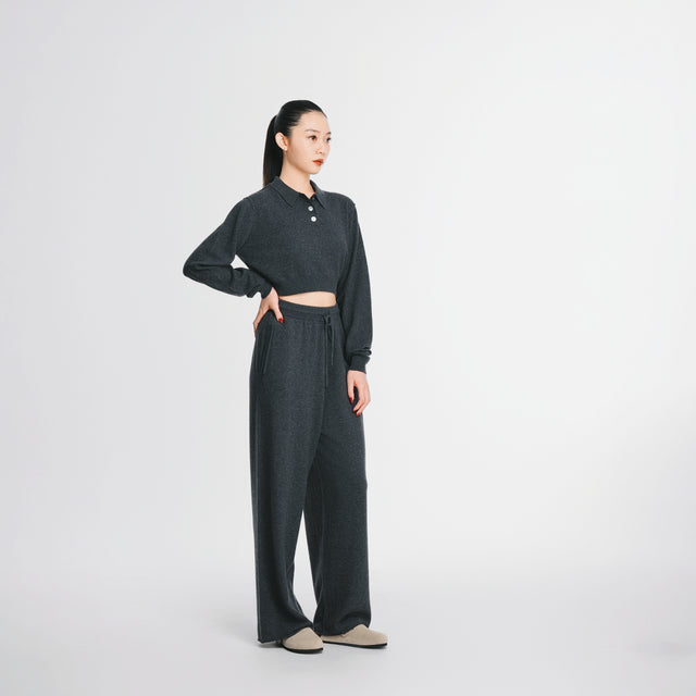 24K40-Wool blend knit wide sweatpants